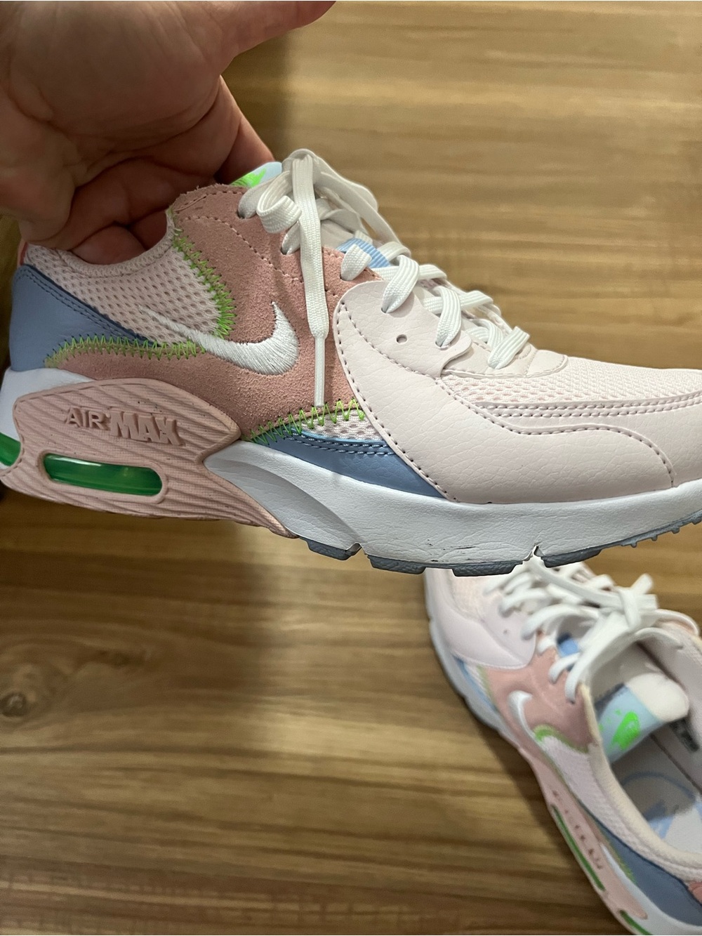 Nike Women’s Pastel Pink & Blue Air Max Sneakers with Green Accents - Picture 4 of 5
